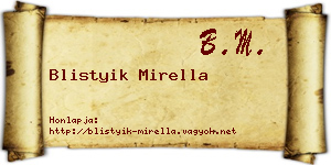 Blistyik Mirella névjegykártya